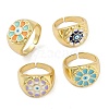 Brass Enamel Cuff Rings for Women RJEW-L113-032G-4