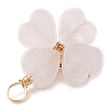 Natural Rose Quartz Clover Pendants PALLOY-JF03180-04-4