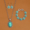 Alloy with Synthetic Turquoise Pendant Necklaces & Link Bracelets & Dangle Earring Sets WGBFEA3-12-1