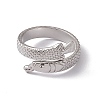 Non-Tarnish 304 Stainless Steel Ring Arowana Fish Wrap Open Cuff Ring for Women RJEW-C045-21P-2