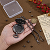 Vintage Alloy Flat Round Hollow Pocket Watch with Brass Curb Chain AJEW-PH0007-68B-3