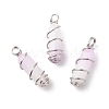 Natural Purple White Jade Double Terminal Pointed Pendants PALLOY-JF01686-06-1