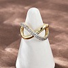 Brass Micro Pave Cubic Zirconia Cuff Rings RJEW-D326-03G-1
