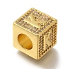 Brass Cubic Zirconia Beads KK-Q818-01K-G-2