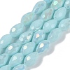 Opaque Solid Color Electroplate Glass Beads Strands LS-EGLA-N013-P6mm-B11-1