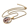 Unisex Religion 304 Stainless Steel Enamel Oval Pendant Box Chain Necklaces STAS-H258-02G-02-4