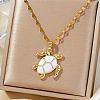 Brass White Enamel Turtle Pendant Dapped Chain Necklaces for Women FJ9996-1-3