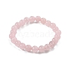 Natural Rose Quartz Bead Stretch Bracelets X-BJEW-K212-B-045-4