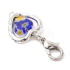 Heart Millefiori Glass & Alloy Pendant Decorations HJEW-JM02836-5