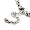 304 Stainless Steel Butterfly Charm Bracelet with 201 Stainless Steel Round Beads for Women BJEW-B057-25P-3