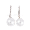 Rack Plating Brass Cubic Zirconia ABS Pearl Earring Hooks EJEW-S219-16P-04-1