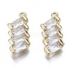 Brass Inlaid Clear Cubic Zirconia Pendants ZIRC-S069-029G-1