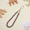 Natural Amethyst & 304 Stainless Steel Round Beaded Mobile Straps HJEW-SW00043-06-3