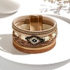 Imitation Leather Crod Multi-strand Bracelets for Women PW-WGFD5E9-01-1