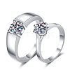 Rhodium Plated 925 Sterling Silver Pave 7.4x3.9mm Moissanite Finger Rings for Women WGF9718-69-5