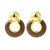 Flat Round Brass Enamel Stud Earrings EJEW-B120-06G-02-2