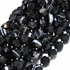 Natural Black Onyx Beads Strands G-O201B-52B-1