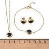 304 Stainless Steel & Cubic Zirconia Stud Earrings & Pendant Necklaces & Link Bracelets Sets SA-CBADCF0-02G-5