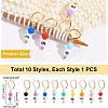  10Pcs 10 Style Flat Round with Number Acrylic Beads Leverback Earrings HJEW-NB0001-34-6