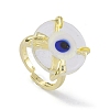 Lampwork Evil Eye Open Cuff Ring RJEW-M147-01LG-06-2