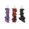 3Pcs Natural Amethyst & Garnet & Obsidian Chip Beaded Constellation Pendants PALLOY-JF03043-08-1