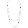 Baking Paint Pearlized Glass Pearl Round Beaded Long Necklaces NJEW-SW00066-02-1
