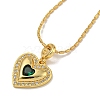 Brass Pave Cubic Zirconia Peach Heart Pendant Necklaces for Women NJEW-Q346-03G-01-1