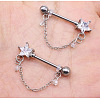 316L Surgical Stainless Steel Cubic Zirconia Star Nipple Stirrups WG4A16E-01-1