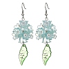 Flower & Leaf Acrylic Dangle Earrings EJEW-JE06178-3