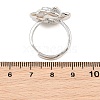 Flower Brass Micro Pave Cubic Zirconia & Enamel Cuff Ring Settings KK-CBAC351-06P-04-3