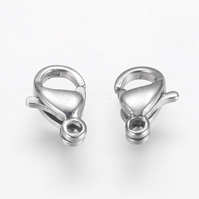 Tarnish Resistant 304 Stainless Steel Lobster Claw Clasps Hand Polished STAS-F125-9x6mm-P-1