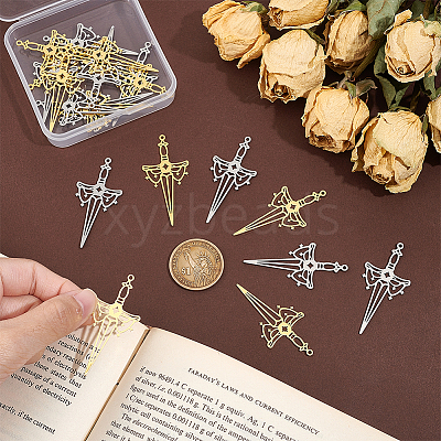 20Pcs 2 Colors 304 Stainless Steel Big Pendants STAS-UN0051-35-1