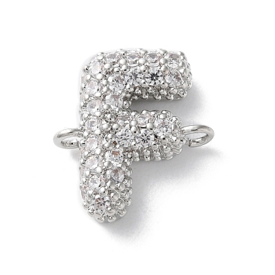 Brass Micro Pave Cubic Zirconia Letter Links KK-I717-04F-P-1