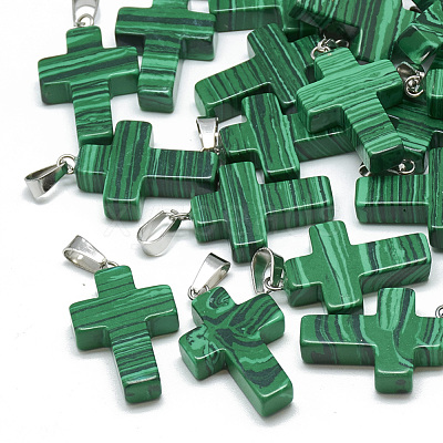 Synthetic Malachite Pendants G-T080-22-1