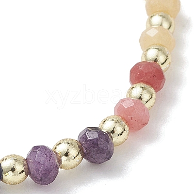 Rondelle Natural Malaysia Jade & Electroplate Non-magnetic Synthetic Hematite Beads Stretch Bracelets for Women BJEW-JB13389-1