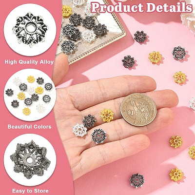 60Pcs 4 Colors Alloy Bead Caps FIND-YW0011-83-1