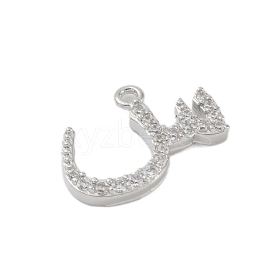 Rack Plating Brass Micro Pave Clear Cubic Zirconia Pendants KK-A224-03E-P-1