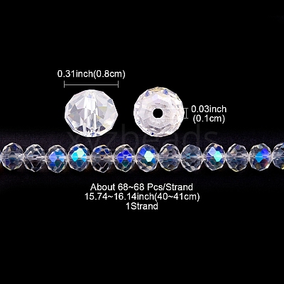 Electroplate Transparent Glass Beads Strands EGLA-YW0001-65B-1