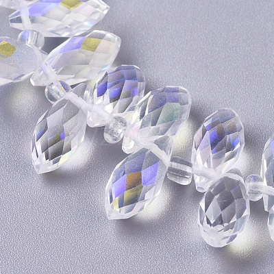 Electroplate Glass Faceted Teardrop Beads Strands X-EGLA-D014-38-1