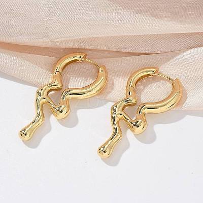 Rack Plating Brass Melting Drop Hoop Earrings for Women X-EJEW-Z019-19G-1