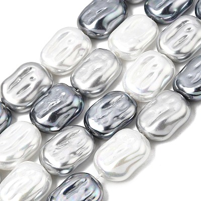 Electroplated Glass Shell Pearl Beads Strands BSHE-B009-F03-01-1
