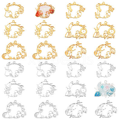 24Pcs 12 Style Alloy Open Back Bezel Pendants FIND-OC0001-44-1