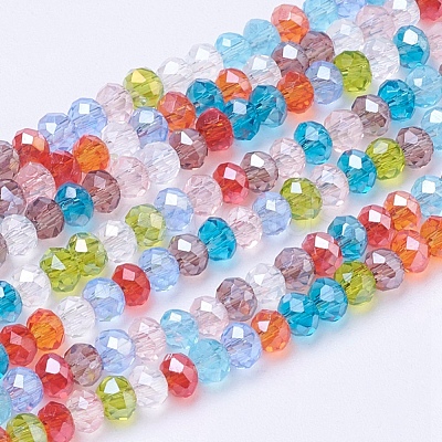 Mixed Electroplate Glass Faceted Rondelle Bead Strands X-EGLA-J047-3x2mm-46-1