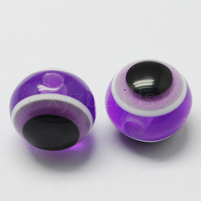 Round Evil Eye Resin Beads RESI-R159-8mm-06-1