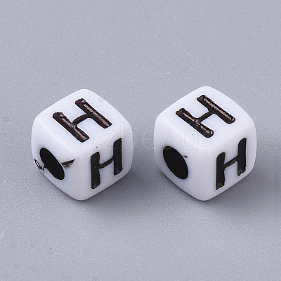 White Opaque Acrylic Beads MACR-R869-02H-1