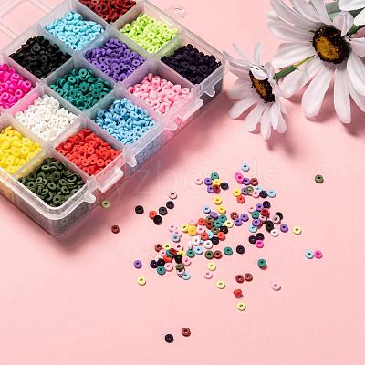 15 Colors Handmade Polymer Clay Beads CLAY-JP0001-04-4mm-1