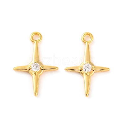 Brass Micro Pave Clear Cubic Zirconia Pendants KK-U017-10D-G-1