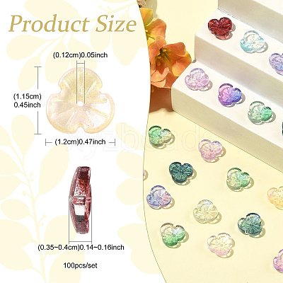 100Pcs 10 Colors Baking Paint Transparent Glass Bead Caps DGLA-FS0004-28-1