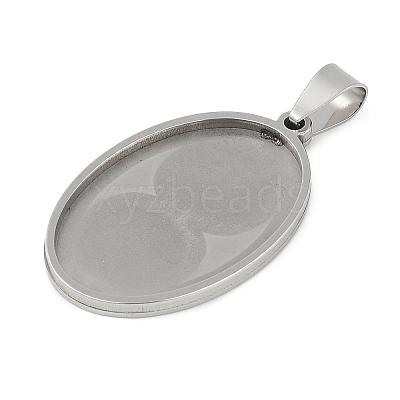 Non-Tarnish 201 Stainless Steel Pendant Cabochon Settings STAS-L279-012P-01-1