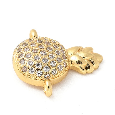 Brass Micro Pave Cubic Zirconia Connector Charms KK-U053-11G-1